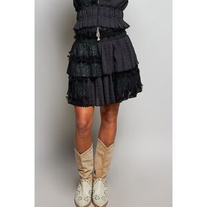 POL Boho Woven Texture Fringe Skirt Large